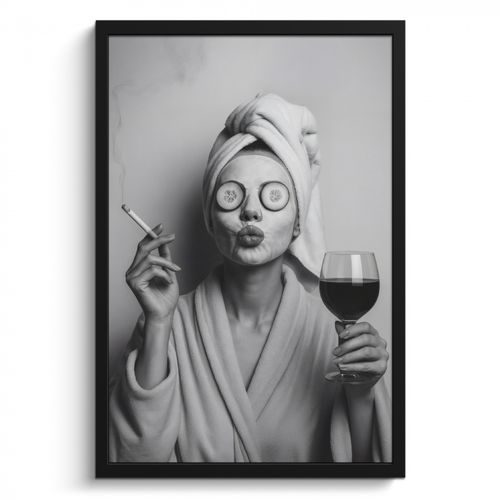 Cadre Photo - Femme - Masque - Vin - Cigarette