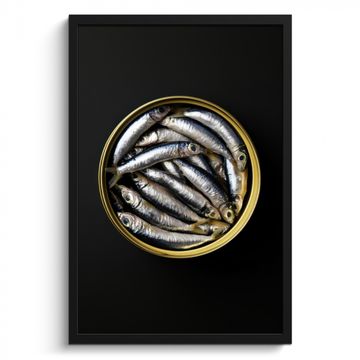 Cadre Photo - Sardines - Poisson - Rond - Noir