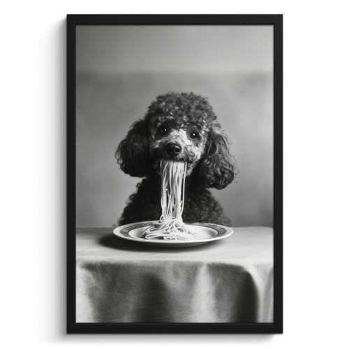 Cadre Photo - Caniche - Chien - Noir - Blanc - Mignon - Pâtes