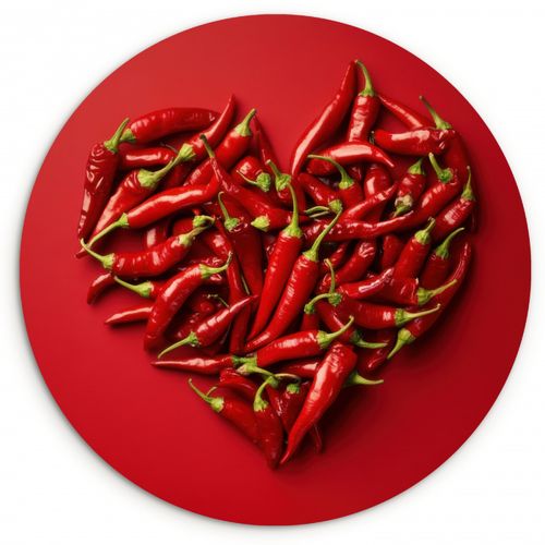Tableau rond - Poivrons - Rouge - Coeur