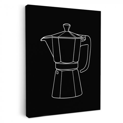 Tableau sur toile - Mug pot - Noir - Blanc - Dessin au trait
