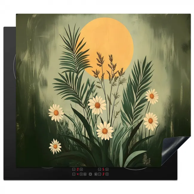 Vinyle de protection contre l'induction 3mm - Fleurs - Feuilles - Soleil - Vert