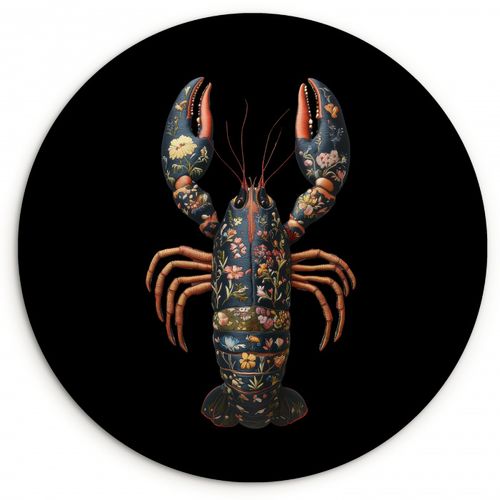 Tableau rond - Cancer - Noir - Motif floral - Artistique