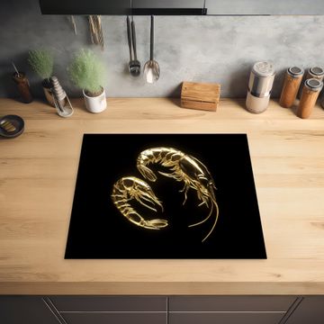 Protection plaque induction - Crevettes - Noir - Or - Animaux