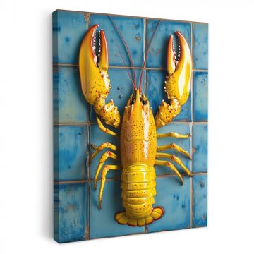 Tableau sur toile - Cancer - Jaune - Bleu - Carreaux