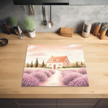 Protection plaque induction - Champ de lavande - Maison - Violet