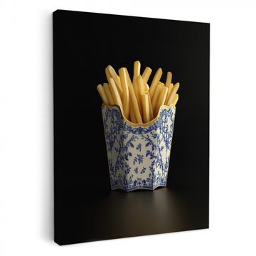 Tableau sur toile - Frites - Porcelaine - Bleu de Delft - Nourriture