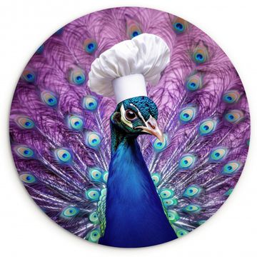 Tableau rond - Paon - Chapeau de cuisinier - Cool - Violet