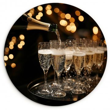 Tableau rond - Lumières - Champagne - Plateau - Verres