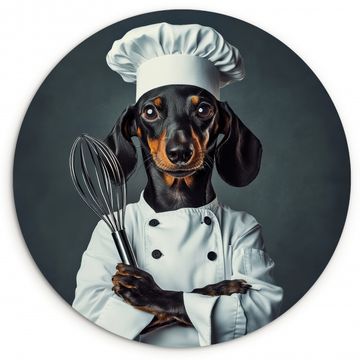 Tableau rond - Chien - Garde - Cuisinier