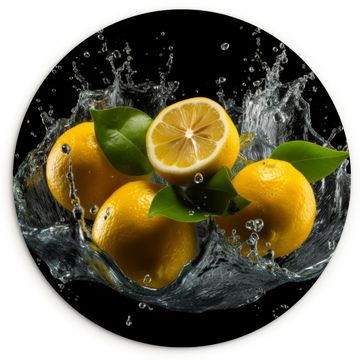 Tableau rond - Citron - Fruit - Jaune - Noir