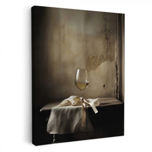 Tableau sur toile - Bow - Beige - White - Wine