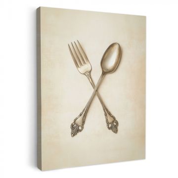 Tableau sur toile - Beige - Vintage - Couverts