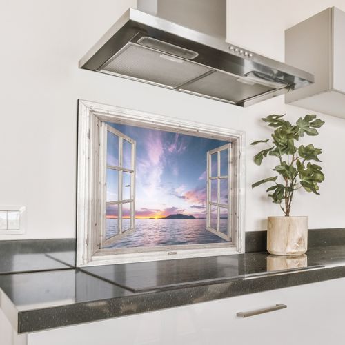 Fond de hotte - Fenêtre avec vue sur le coucher de soleil