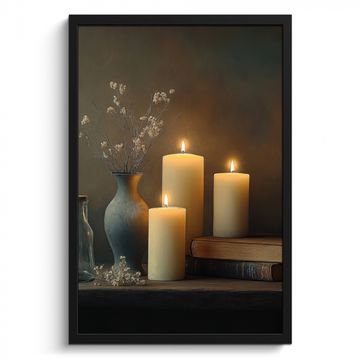 Cadre Photo - Bougies - Nature morte - Rustique - Livres