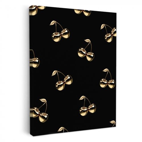 Tableau sur toile - Motif - Cerise - Or - Chrome