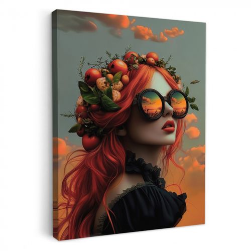 Tableau sur toile - Femme - Couronne - Tomate - Bascilicum - Lunettes de soleil