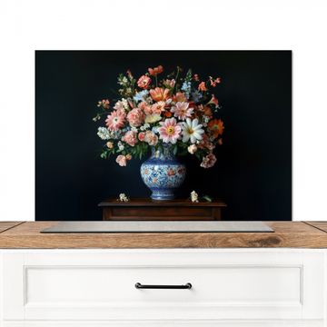 Fond de hotte - Bois - Vase - Couleurs - Fleurs