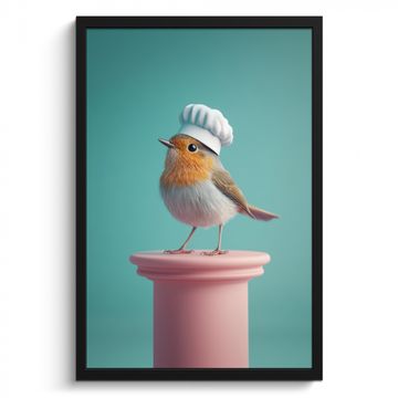 Cadre Photo - Rouge-gorge - Oiseau - Toque - Socle