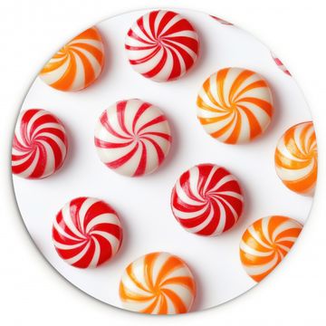 Tableau rond - Bonbons - Motif - Rouge - Orange