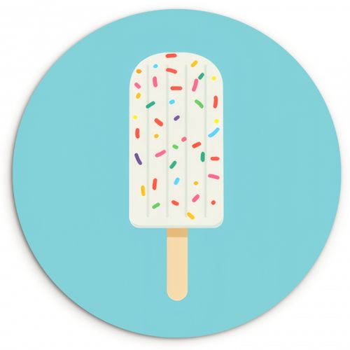 Tableau rond - Glace - Bâton - Glaçons - Bleu clair