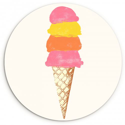 Tableau rond - Coupe de glace - Cornes - Illustration - Minimaliste