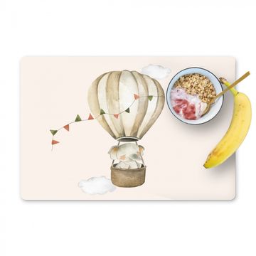 Sets de table - Montgolfière - Eléphant - Aquarelle - Beige - Animaux