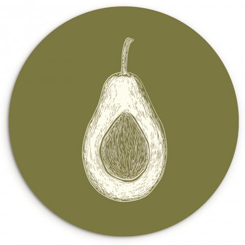 Tableau rond - Avocat - Minimaliste - Illustration - Vert