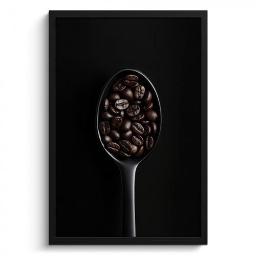 Cadre Photo - Grains de café - Cuillère - Noir