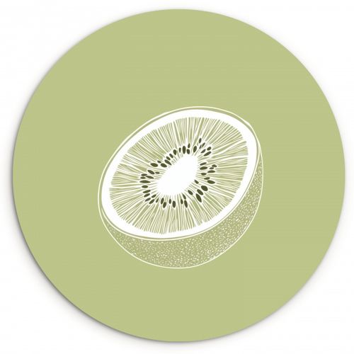 Tableau rond - Kiwi - Dessin au trait - Minimaliste - Vert