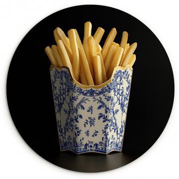 Tableau rond - Frites - Porcelaine - Bleu de Delft - Nourriture