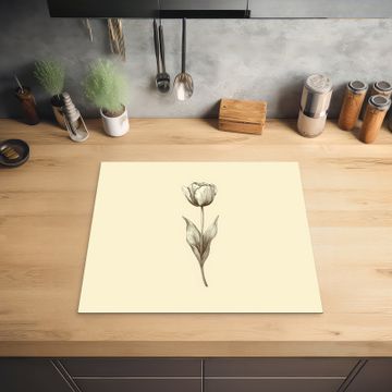 Protection plaque induction - Illustration - Tulipe - Noir