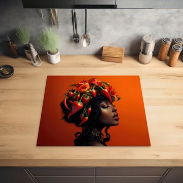 Protection plaque induction - Femme - Piments - Fleurs