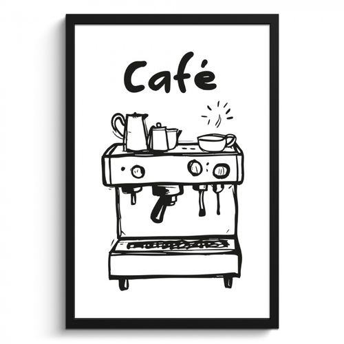 Cadre Photo - Illustration - Café - Machine à café - Tasses
