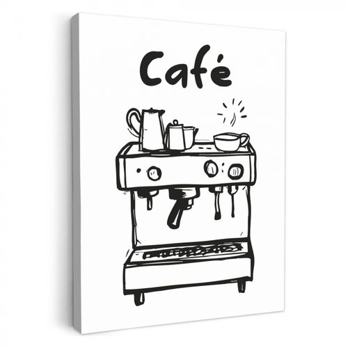 Tableau sur toile - Illustration - Café - Machine à café - Tasses