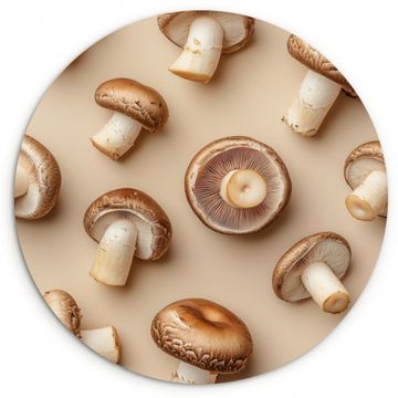 Tableau rond - Champignons de châtaigne - Beige