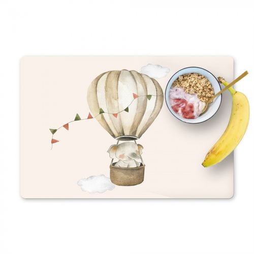 Sets de table - Montgolfière - Eléphant - Aquarelle - Beige - Animaux