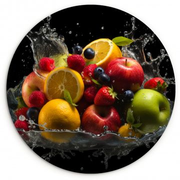 Tableau rond - Fruits - Pomme - Orange - Fruits rouges - Eau