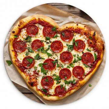 Tableau rond - Pizza - Coeur - Pepperoni - Tomate