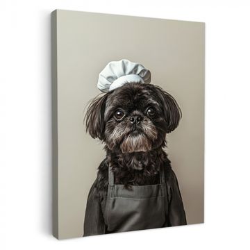Tableau sur toile - Vêtements de chef - Noir - Chien