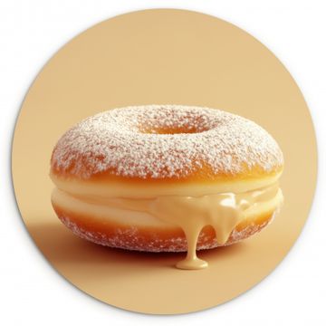 Tableau rond - Donut - Crémeux - Sucre en poudre - Beige