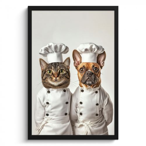 Cadre Photo - Chat - Chien - Vêtements de cuisine
