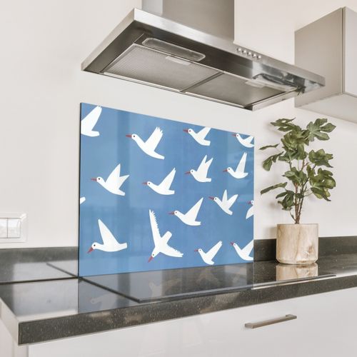 Fond de hotte - Oiseaux - Blanc - Motif