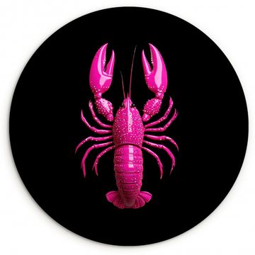 Tableau rond - Homard - Rose vif - Points - Accrocheur