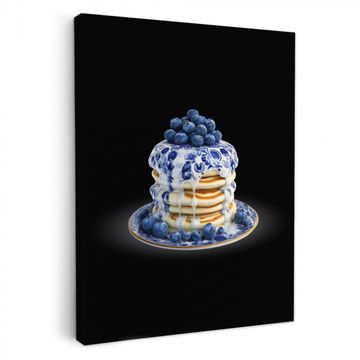 Tableau sur toile - Crêpes - Myrtilles - Assiette