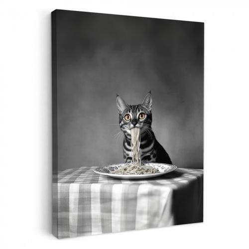 Tableau sur toile - Bengal - Chat - Nappe - Noir - Blanc - Animal