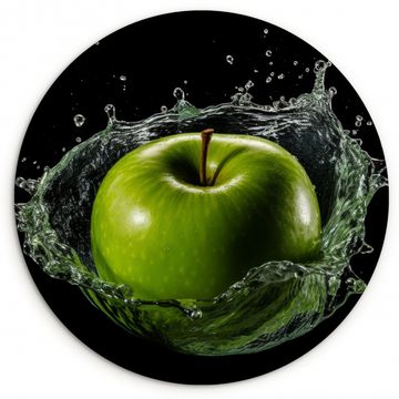 Tableau rond - Pomme - Vert - Fruit - Eau - Noir