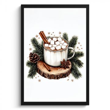 Cadre Photo - Hiver - Bois - Lait chocolaté - Boisson - Noël