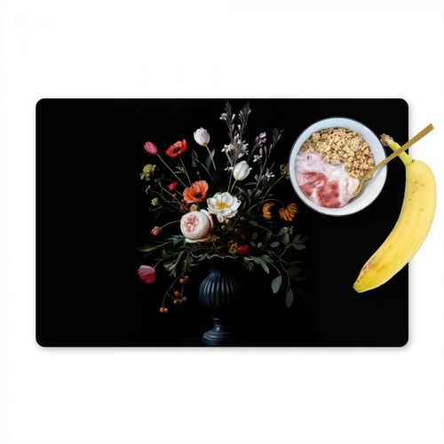 Sets de table - Composition florale - Vase - Noir