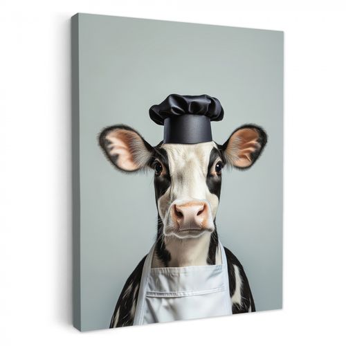 Tableau sur toile - Vache - Noir - Blanc - Cuisinier